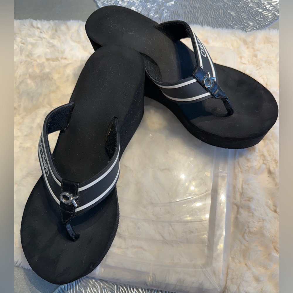 Calvin Klein Black and White Women's Sandals